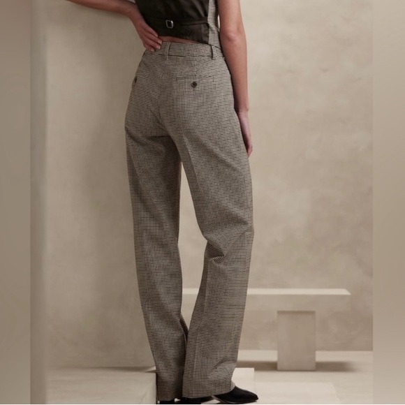Banana Republic Siena HOUNDSTOOTH PLAID straight Italian wool pant 16 NWT - Picture 4 of 5
